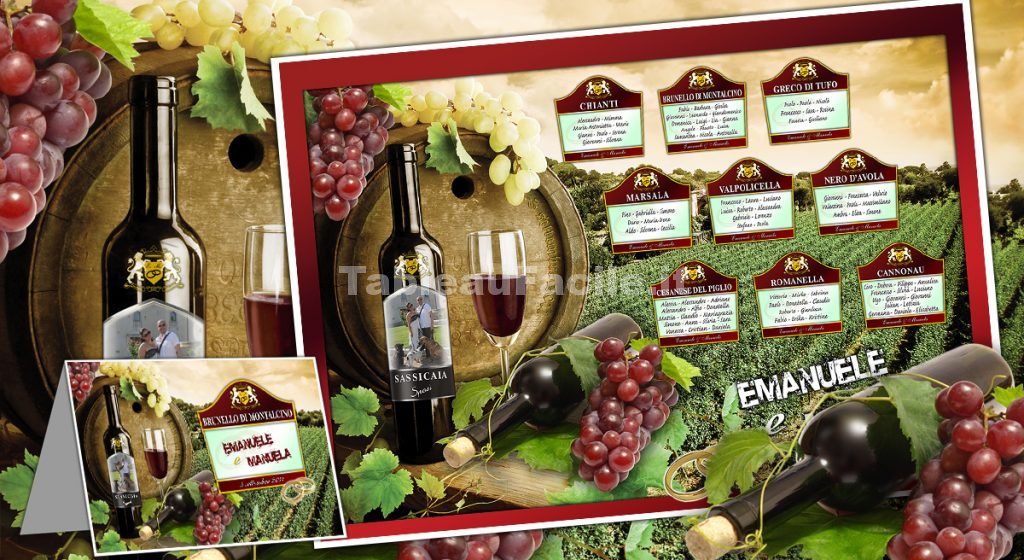 tableau matrimonio tema vino